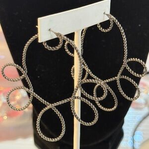 Twisted Silver Loop Earrings